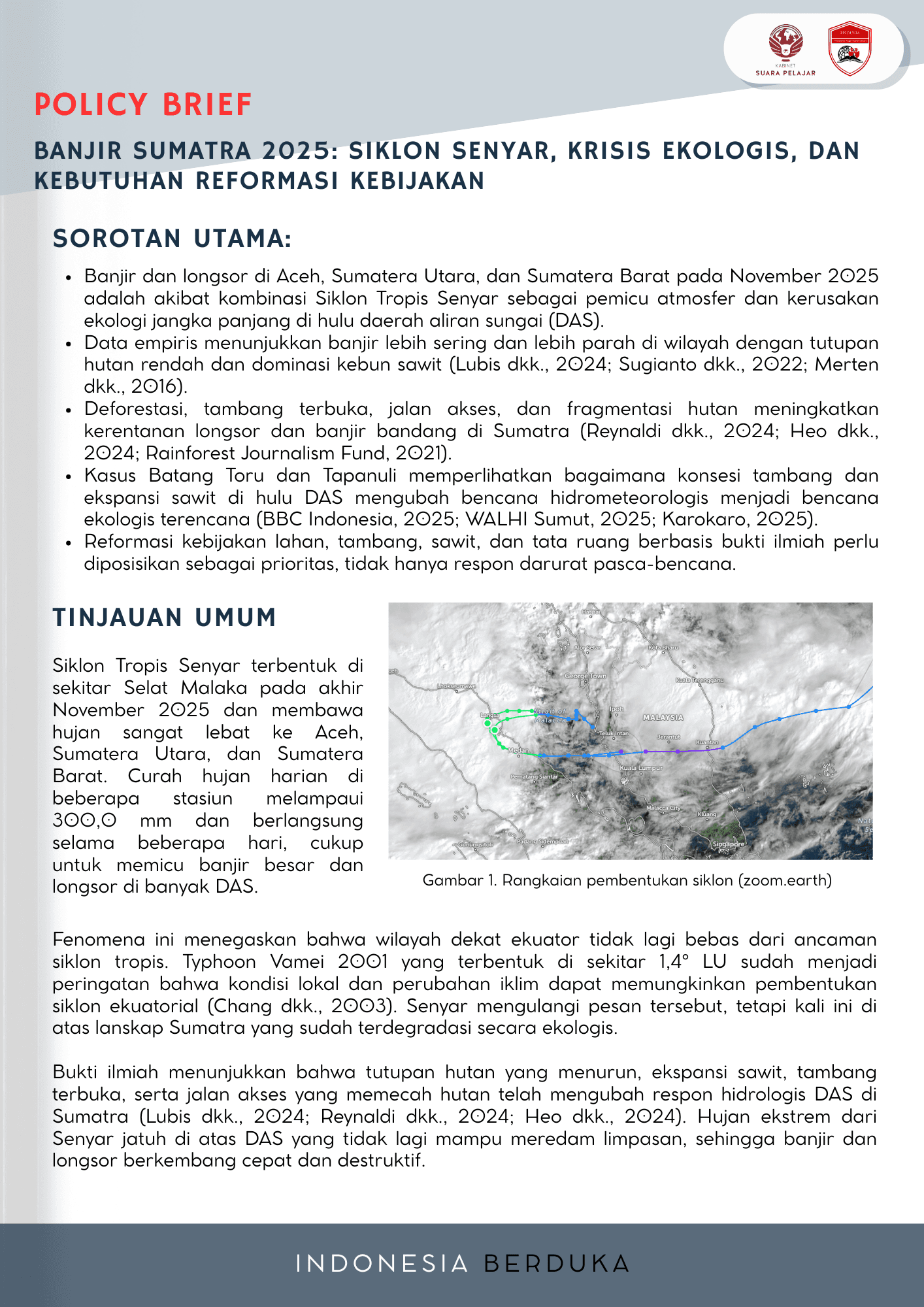 [Policy Brief] Banjir Sumatra 2025: Siklon Senyar, Krisis Ekologis, dan Kebutuhan Reformasi Kebijakan
